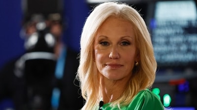 Kellyanne Conway, former Counselor to former President Trump, looks on in the Spin Room during the first Republican Presidential primary debate at the Fiserv Forum in Milwaukee, Wisconsin, on August 23, 2023. (AFP) Kellyanne Conway, former Counselor to former President Trump, looks on in the Spin Room during the first Republican Presidential primary debate at the Fiserv Forum in Milwaukee, Wisconsin, on August 23, 2023. (AFP)