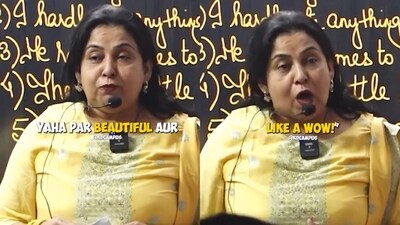 English teacher giving grammar lessons using the viral phrase. (Instagram/@kdcampus_) English teacher giving grammar lessons using the viral phrase. (Instagram/@kdcampus_)