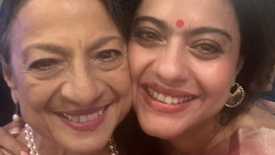 Kajol also shared a photo with mother, veteran actor Tanuja. They both twinned in sarees. While Kajol was in a red saree Tanuja wore pink. Kajol wrote in her Instagram caption, "Some nights just never go in order and those are the best days ever... happy happy Diwali to everyone out there.. it really is about laughing talking and dancing the night away." 