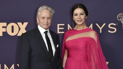 Michael Douglas, left, and Catherine Zeta-Jones arrive at the 71st Primetime Emmy Awards in 2019. (File Photo/AP) Michael Douglas, left, and Catherine Zeta-Jones arrive at the 71st Primetime Emmy Awards in 2019. (File Photo/AP)