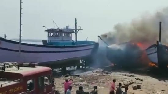 8 fishing boats gutted in massive fire in Karnataka's Udupi