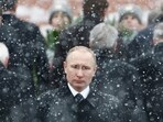 Russian president Vladimir Putin attends a wreath laying ceremony in central Moscow, Russia.