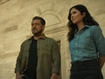 Salman Khan and Katrina Kaif in a still from Tiger 3. Salman Khan and Katrina Kaif in a still from Tiger 3.