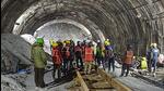 Rescue and relief operations are underway after a portion of an under-construction tunnel between Silkyara and Dandalgaon in Uttarkashi district of Uttarakhand collapsed on Sunday night. (PTI Photo)