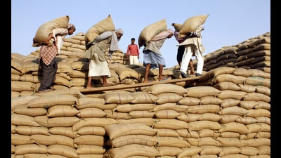 At least 1,559 grain markets and procurement centres across Punjab have stopped purchasing paddy, leaving farmers worried. (HT File Photo)