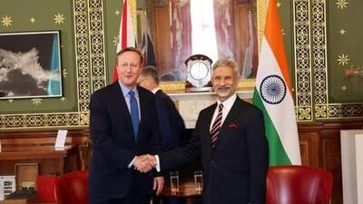 External affairs minister S Jaishankar with UK’s newly appointed foreign secretary David Cameron. (X/S Jaishankar) External affairs minister S Jaishankar with UK’s newly appointed foreign secretary David Cameron. (X/S Jaishankar)
