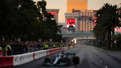 Tourists meet blocks at these places as Las Vegas Strip remade for hosting Formula One (AP) Tourists meet blocks at these places as Las Vegas Strip remade for hosting Formula One (AP)
