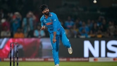 India's Ravindra Jadeja bowls during the ICC Men's Cricket World Cup match between India and Netherlands in Bengaluru, India, Sunday, Nov. 12, 2023. (AP Photo/Anupam Nath) (AP) India's Ravindra Jadeja bowls during the ICC Men's Cricket World Cup match between India and Netherlands in Bengaluru, India, Sunday, Nov. 12, 2023. (AP Photo/Anupam Nath) (AP)