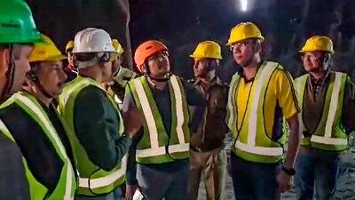 Uttarkashi: Rescue and relief operations underway after a portion of a tunnel under construction between Silkyara and Dandalgaon on the Brahmakhal-Yamunotri national highway collapsed. (PTI) Uttarkashi: Rescue and relief operations underway after a portion of a tunnel under construction between Silkyara and Dandalgaon on the Brahmakhal-Yamunotri national highway collapsed. (PTI)