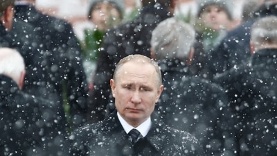 Russian president Vladimir Putin attends a wreath laying ceremony in central Moscow, Russia. (Reuters)