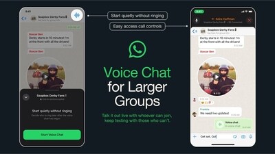 The call controls also remain embedded at the top of the chat, so you that you are able to quickly unmute, hang up or message the WhatsApp group without having to leave the conversation The call controls also remain embedded at the top of the chat, so you that you are able to quickly unmute, hang up or message the WhatsApp group without having to leave the conversation