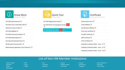CAT 2023 mock test official released (iimcat.ac.in, screenshot) CAT 2023 mock test official released (iimcat.ac.in, screenshot)