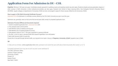 DU Admission 2023: Registration for certificate courses begins (col.du.ac.in, screenshot) DU Admission 2023: Registration for certificate courses begins (col.du.ac.in, screenshot)
