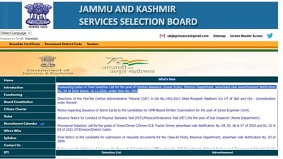 Download the JKSSB Election Assistant final selection list 2023 Download the JKSSB Election Assistant final selection list 2023
