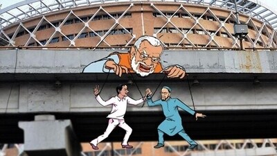 Cutouts of Prime Minister Narendra Modi, All India Majlis-e-Ittehadul Muslimeen (AIMIM) President Asaduddin Owaisi and Telangana Chief Minister and BRS Chief K Chandrasekhar Rao are put up ahead of the Telangana Assembly elections, in Hyderabad. (ANI)