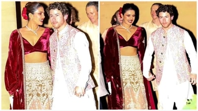 Priyanka Chopra and Nick Jonas at a Diwali bash in US. Priyanka Chopra and Nick Jonas at a Diwali bash in US.