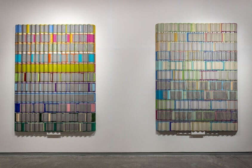 Artist Manish Nai's works in 2D and 3D are a result of his laborious investigations into various materials including jute, metal sheeting, old books, used clothing, newspapers, and concrete.