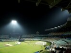 General view inside the Eden Gardens during practice 