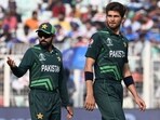 Shaheen Afridi and Babar Azam of Pakistan appeal for a wicket against England Shaheen Afridi and Babar Azam of Pakistan appeal for a wicket against England