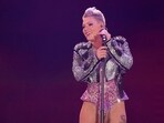 PHOENIX, ARIZONA - OCTOBER 09: P!nk performs during her Summer Carnival tour at Chase Field on October 09, 2023 in Phoenix, Arizona. 