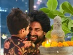 Nani recently shared a picture of himself celebrating Diwali with his son Arjun.