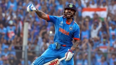 India's Virat Kohli celebrates his century during the World Cup semi-final against New Zealand (Agencies) India's Virat Kohli celebrates his century during the World Cup semi-final against New Zealand (Agencies)