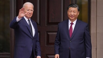 President Joe Biden greets China's President President Xi Jinping at the Filoli Estate in Woodside, Calif., Wednesday, Nov, 15, 2023, on the sidelines of the Asia-Pacific Economic Cooperative conference. (AP)