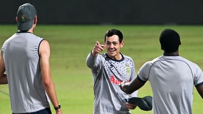 South Africa's Quinton de Kock (C) gestures during a practice session at the Eden Garden Cricket Stadium in Kolkata (AFP) South Africa's Quinton de Kock (C) gestures during a practice session at the Eden Garden Cricket Stadium in Kolkata (AFP)