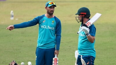 Australia's Glenn Maxwell with Travis Head during practice (REUTERS)