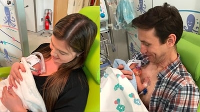 Magic of parents' touch: How Kangaroo Mother and Father Care are essential during a premature baby's stay in NICU (Photo by Twitter/RotundaHospital) Magic of parents' touch: How Kangaroo Mother and Father Care are essential during a premature baby's stay in NICU (Photo by Twitter/RotundaHospital)
