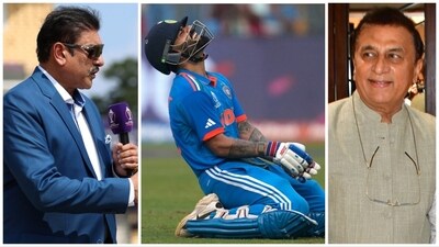 Shastri and Gavaskar lauded Kohli as his record-breaking century guided India to the World Cup final (ANI-PTI-AP) Shastri and Gavaskar lauded Kohli as his record-breaking century guided India to the World Cup final (ANI-PTI-AP)