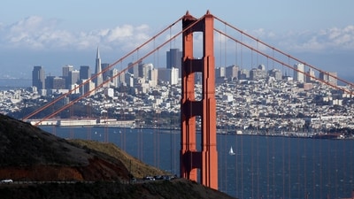 The Golden Gate Bridge and San Francisco skyline. (AP) The Golden Gate Bridge and San Francisco skyline. (AP)