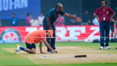 India captain Rohit Sharma inspects the Wankhede pitch ahead of the ICC Men's World Cup 2023 first semi-final against New Zealand (PTI) India captain Rohit Sharma inspects the Wankhede pitch ahead of the ICC Men's World Cup 2023 first semi-final against New Zealand (PTI)