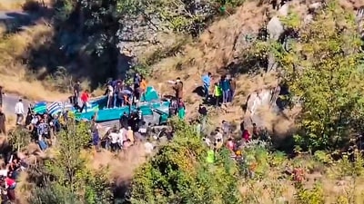 President Droupadi Murmu said she was deeply saddened by the loss of lives in a bus accident in Jammu and Kashmir. (PTI) President Droupadi Murmu said she was deeply saddened by the loss of lives in a bus accident in Jammu and Kashmir. (PTI)