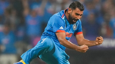Mumbai: India's Mohammed Shami celebrates the wicket of New Zealand's Tom Latham during the ICC Men's Cricket World Cup 2023 first semi-final match between India and New Zealand, at the Wankhede Stadium, in Mumbai, Wednesday (PTI) Mumbai: India's Mohammed Shami celebrates the wicket of New Zealand's Tom Latham during the ICC Men's Cricket World Cup 2023 first semi-final match between India and New Zealand, at the Wankhede Stadium, in Mumbai, Wednesday (PTI)