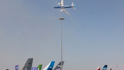 A Boeing Co. 777-9 passenger aircraft, a variant of the 777X, at the Dubai Air Show in Dubai, United Arab Emirates. (Bloomberg) A Boeing Co. 777-9 passenger aircraft, a variant of the 777X, at the Dubai Air Show in Dubai, United Arab Emirates. (Bloomberg)