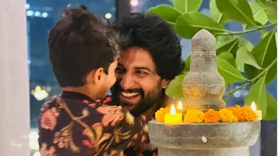 Nani recently shared a picture of himself celebrating Diwali with his son Arjun. Nani recently shared a picture of himself celebrating Diwali with his son Arjun.