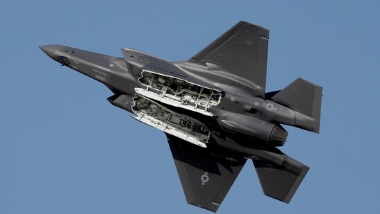 A US F35 fighter jet performs during the opening day of the Dubai Air Show, United Arab Emirates.(AP)