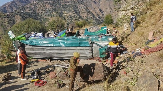 "The bus accident in Doda, Jammu and Kashmir is distressing. My condolences to the families who have lost their near and dear ones. I pray that the injured recover at the earliest," the Office of the PM posted on X.(AFP)