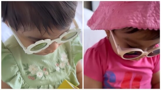 Bipasha shared two glimpses of her daughter wearing different sunglasses. She wrote along with it on Instagram Stories, “My sunglass model, takes after mamma. Love for sunglasses.”