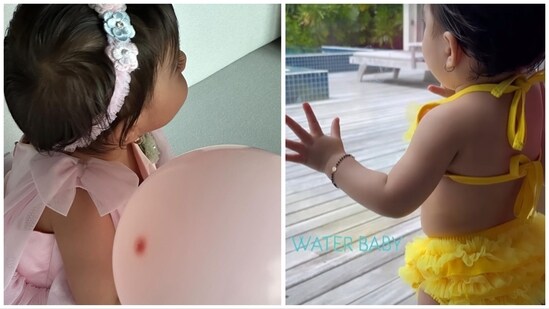Devi was dressed in a cute pink frock for her first birthday celebration. Sharing a glimpse of her without showing her face, Bipasha wrote on Instagram, “Birthday girl is ready. Devi turns one.” During the vacation, she also shared a picture of her in a yellow two-piece pool outfit.&nbsp;