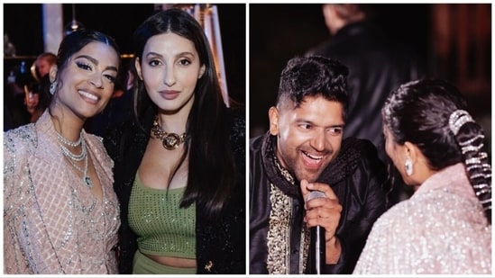 Nora Fatehi and Guru Randhawa at Lilly Singh's Diwali party.