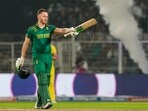 South Africa's David Miller celebrates his century South Africa's David Miller celebrates his century