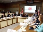 Turkey's Foreign Affairs Committee Fuat Oktay (C) chairs a committee session at the Grand National Assembly of Turkey in Ankara on November 16. Turkey's Foreign Affairs Committee Fuat Oktay (C) chairs a committee session at the Grand National Assembly of Turkey in Ankara on November 16.
