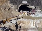 A drone view of rescue operations underway at the Uttarkashi tunnel for the 5th day in Uttarkashi on Thursday. A drone view of rescue operations underway at the Uttarkashi tunnel for the 5th day in Uttarkashi on Thursday.