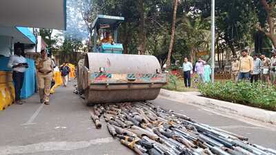 Cru..sssh: Cops destroy 584 seized modified silencers Cru..sssh: Cops destroy 584 seized modified silencers