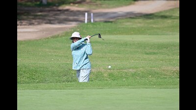 A player in action during 29th Punjab Open Ladies Amateur Golf Championship at Chandigarh Golf Club on Wednesday. (Ravi Kumar/HT) A player in action during 29th Punjab Open Ladies Amateur Golf Championship at Chandigarh Golf Club on Wednesday. (Ravi Kumar/HT)