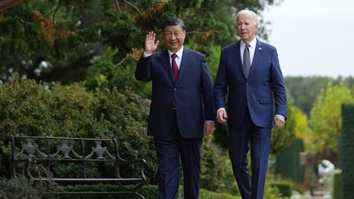 President Joe Biden and China's President President Xi Jinping walk in the gardens at the Filoli Estate in Woodside, Calif., Wednesday, Nov, 15, 2023, on the sidelines of the Asia-Pacific Economic Cooperative conference. (Doug Mills/The New York Times via AP, Pool) (AP) President Joe Biden and China's President President Xi Jinping walk in the gardens at the Filoli Estate in Woodside, Calif., Wednesday, Nov, 15, 2023, on the sidelines of the Asia-Pacific Economic Cooperative conference. (Doug Mills/The New York Times via AP, Pool) (AP)