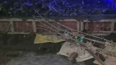 Visuals from the temple showed splinters' signs on the walls of the temple. (ANI/Twitter)