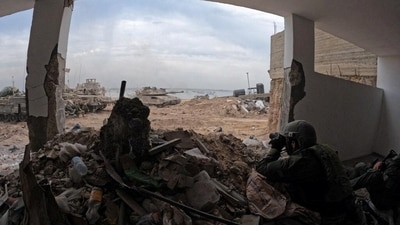 Israeli soldiers take part in an operation in a location given as the Port of Gaza. (Reuters)